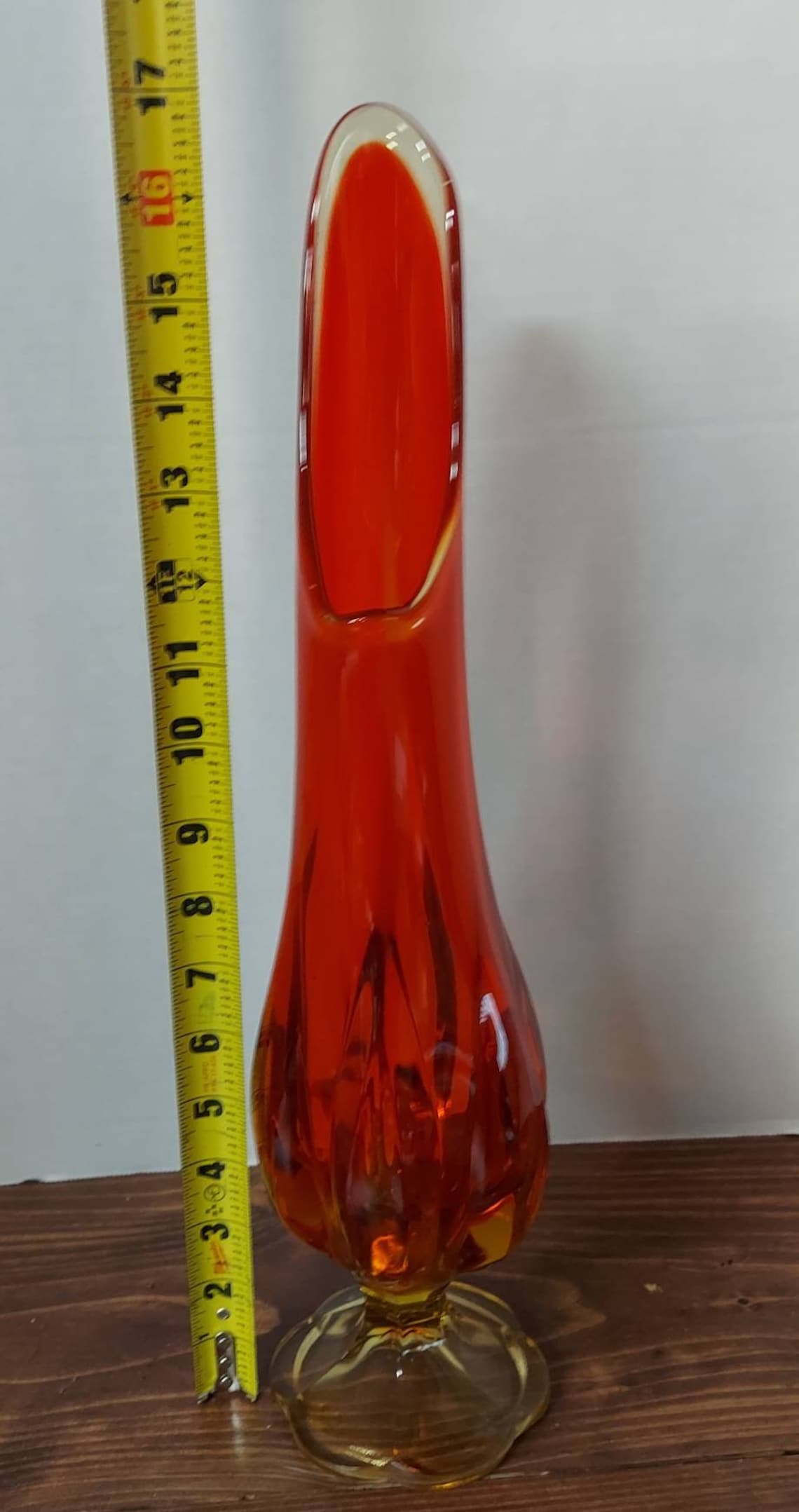 Vintage Amberina Swung Glass Vase Etsy