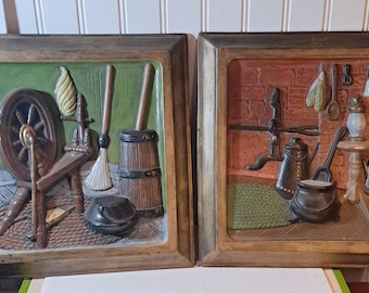 1960年代 Turnerウォールアクセサリー 壁掛け3Dウッドフレーム TURNER Wall Accessories CIRCA 1950 Wall Plaques Pair - Etsy