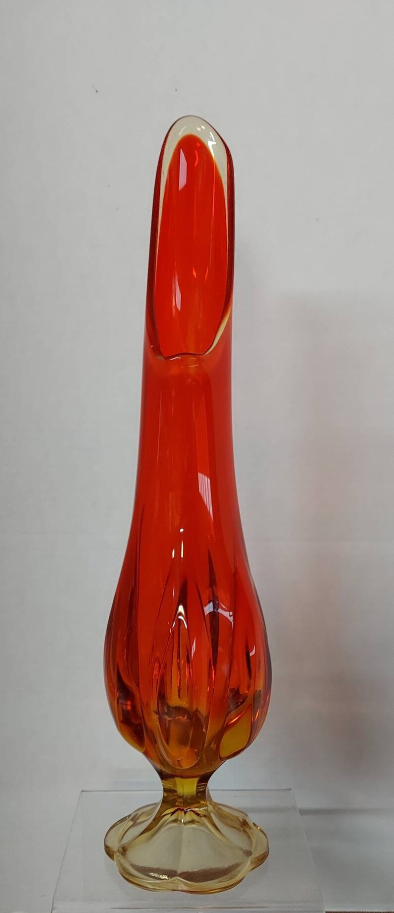 Vintage Amberina Swung Glass Vase Etsy
