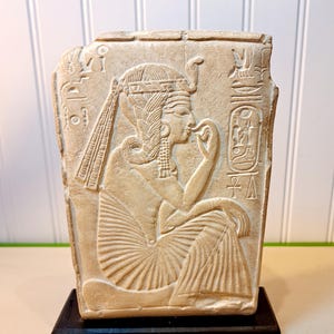 Egyptian Reproduction Double-Sided Stele Sculpture of Pharaoh Rameses 11 and The God Ptah