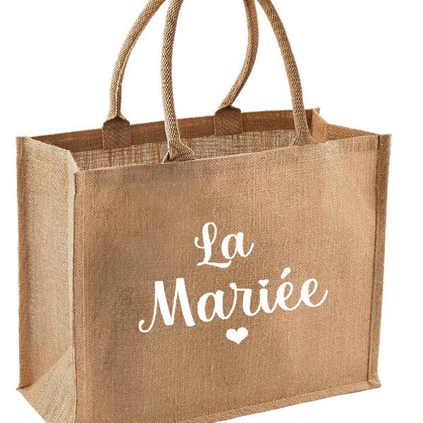 Sac cabas en toile de jute personnalisé, evjf, mariage, demoiselle d'honneur......