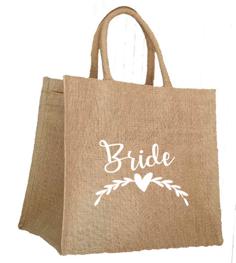 Personalized burlap tote bag, evjf, wedding, bridesmaid...... image 3