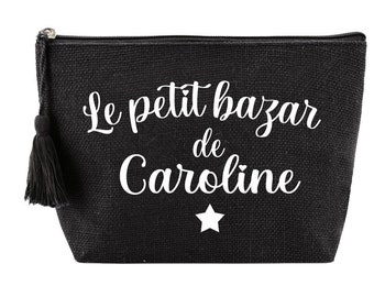 Trousse personnalisée en jute noir naturel