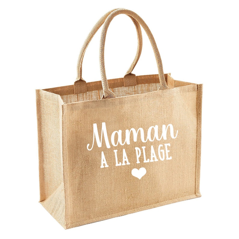 Sac cabas jute personnalisé , idée-cadeau fête des mères image 3