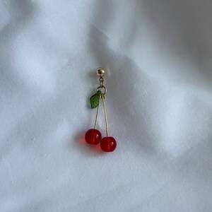 Cherry Drop Earrings, Handmade Fruit Jewelry, Red Dangle Earrings, Cherry Earrings, Gift For Her, Summer Style