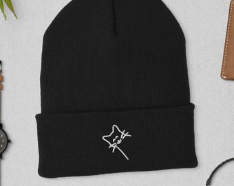 Cat Beanie, Embroidered Cat Hat, Cat Lover Gift, Funny Embroidered Beanie, Cute Kitten Winter Hat, Kitty Cap, Cat Mom/Owner Gift