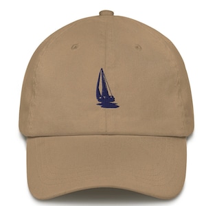 Embroidered Sailboat Hat, Sailing Dad Hat, Minimal Unisex Gift, Boating Cap, Custom Nautical Hat