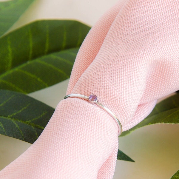 Lilac Amethyst Ring, Sterling Silver Band, Fashion Stacking Rings, Ring Size L(UK) Small/Medium, Birthstone Jewellery, Handmade in the UK