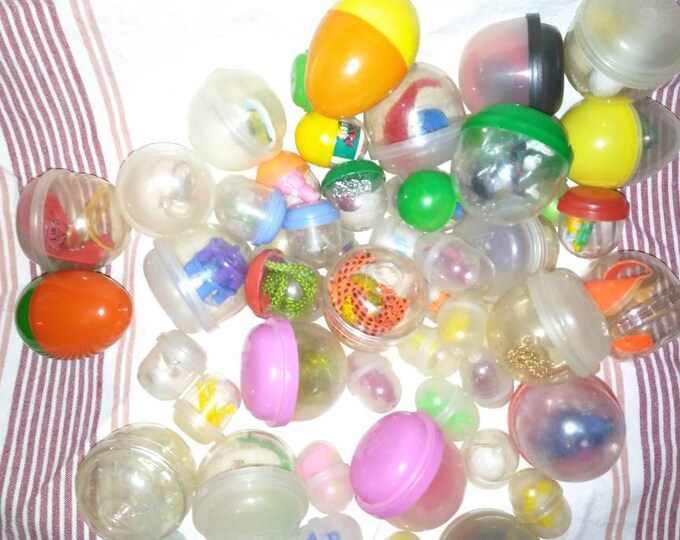 Vintage Vending Machine Toys 50 Capsule Toys Collected Over Time Tiny