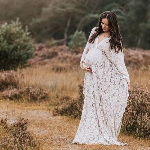 LACE MATERNITY DRESS for Photoshoot Session | Boho shops Maternity Gown | Elegant Pregnancy Wedding Dress, Beach Wedding Dress, Baby Shower Dress