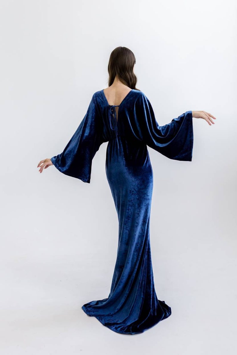 blue velvet maternity dress Kennedy Blue Drew Velvet Maternity Bridesmaid Dress