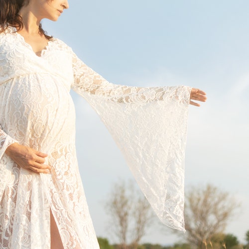 LACE MATERNITY DRESS for Photoshoot Session | Boho shops Maternity Gown | Elegant Pregnancy Wedding Dress, Beach Wedding Dress, Baby Shower Dress