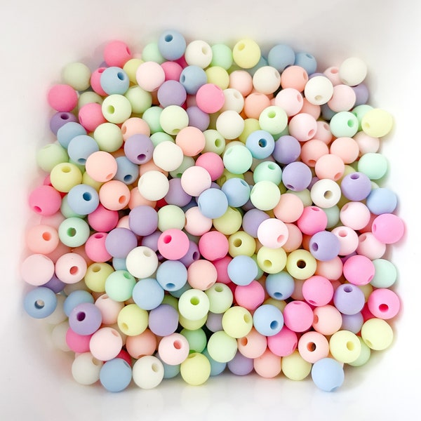 Matte Assorted Color Round Acrylic Beads Size 6mm