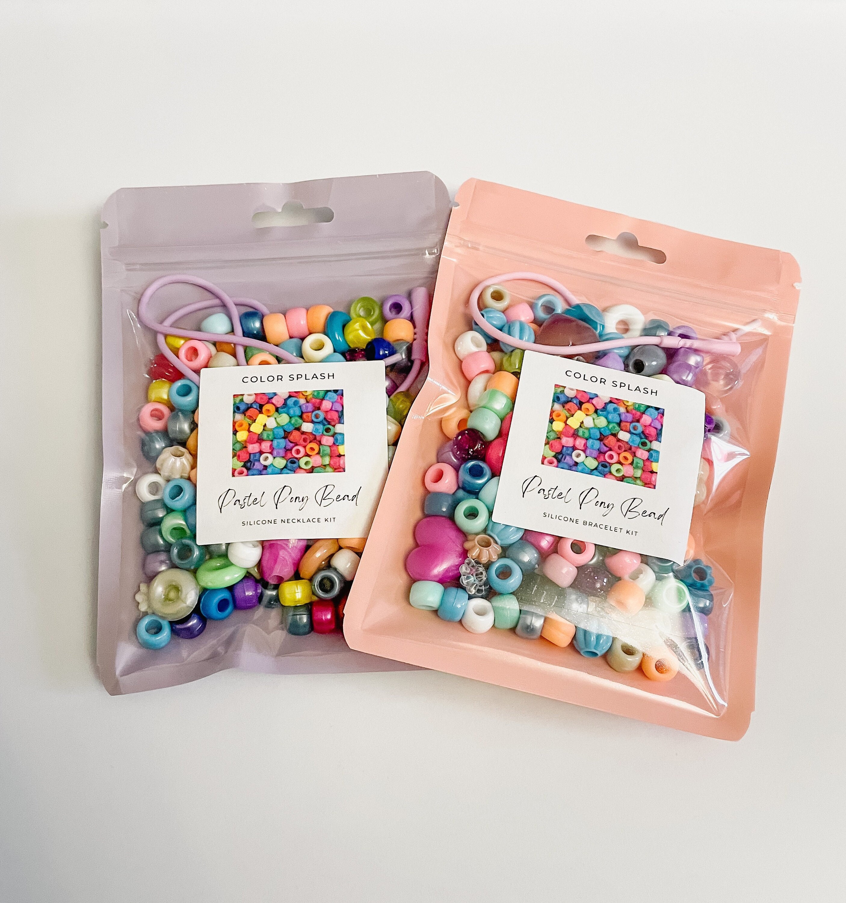 DIY Bracelet Kit and Necklace Kit Pastel and Acrylic Pony Bead Mix