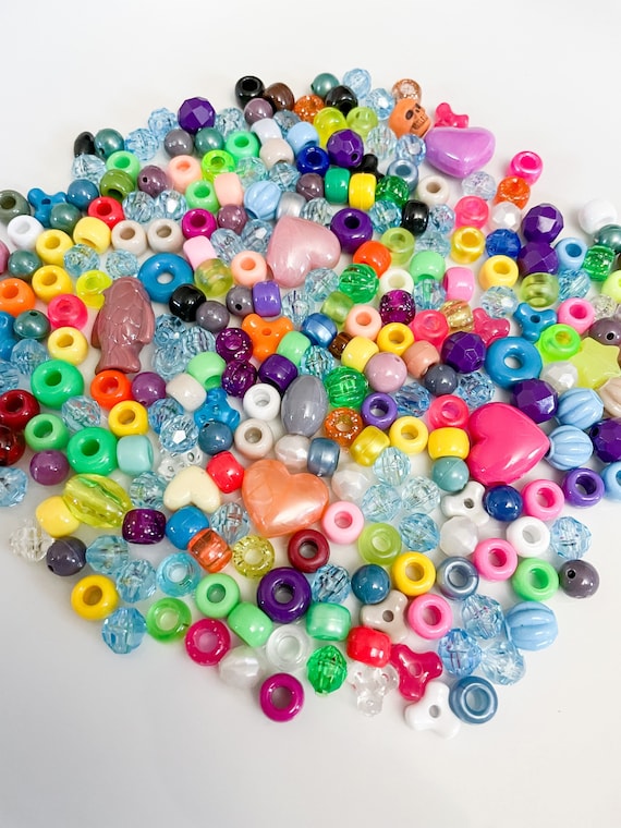 Assorted Mixed Lot Variety of Acrylic Beads and Pony Beads of