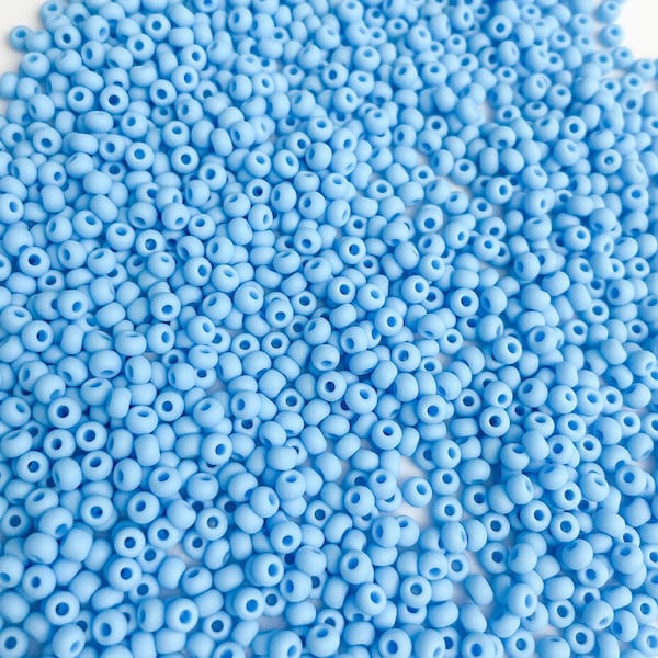 Preciosa Ornela Matte Czech Glass 8/0 Rocaille Matte Aqua Blue Seed Beads