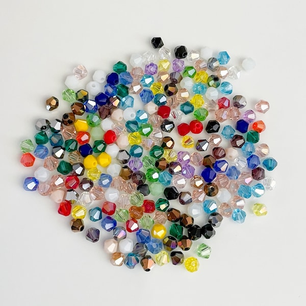 Assorted Color Mix of 4mm Crystal Bicone  Beads