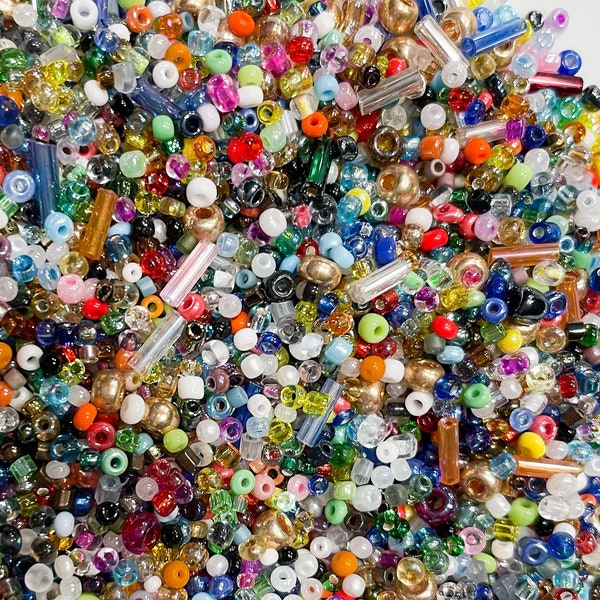 Colorful Seed Bead Variety Blend Bead Soup Assorted Colors, Sizes, and Shapes