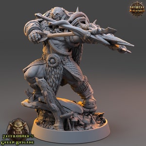 Orc Poler Gagg - Tabletop DnD Miniature - 28 mm, 32 mm with matching base - Zeithammer’s Green Brigade- Daybreak Miniatures
