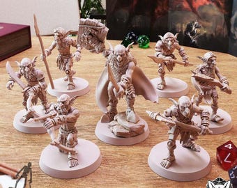 Goblin Army - 7 Resin Miniatures - Tabletop DnD DSA and RPG Miniature - 28 mm, 32 mm, 36 mm Figure - Dungeon Dog
