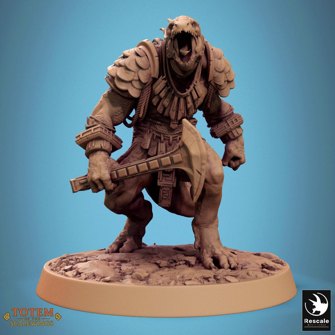 Lizard Warfang- Lizardfolk Barbarian Miniature for Dnd, DSA, Pathfinder ...