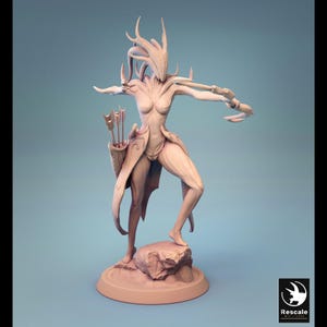 Resin Miniature Figure - Sylvan Soldier - Rescale Miniatures On Rock
