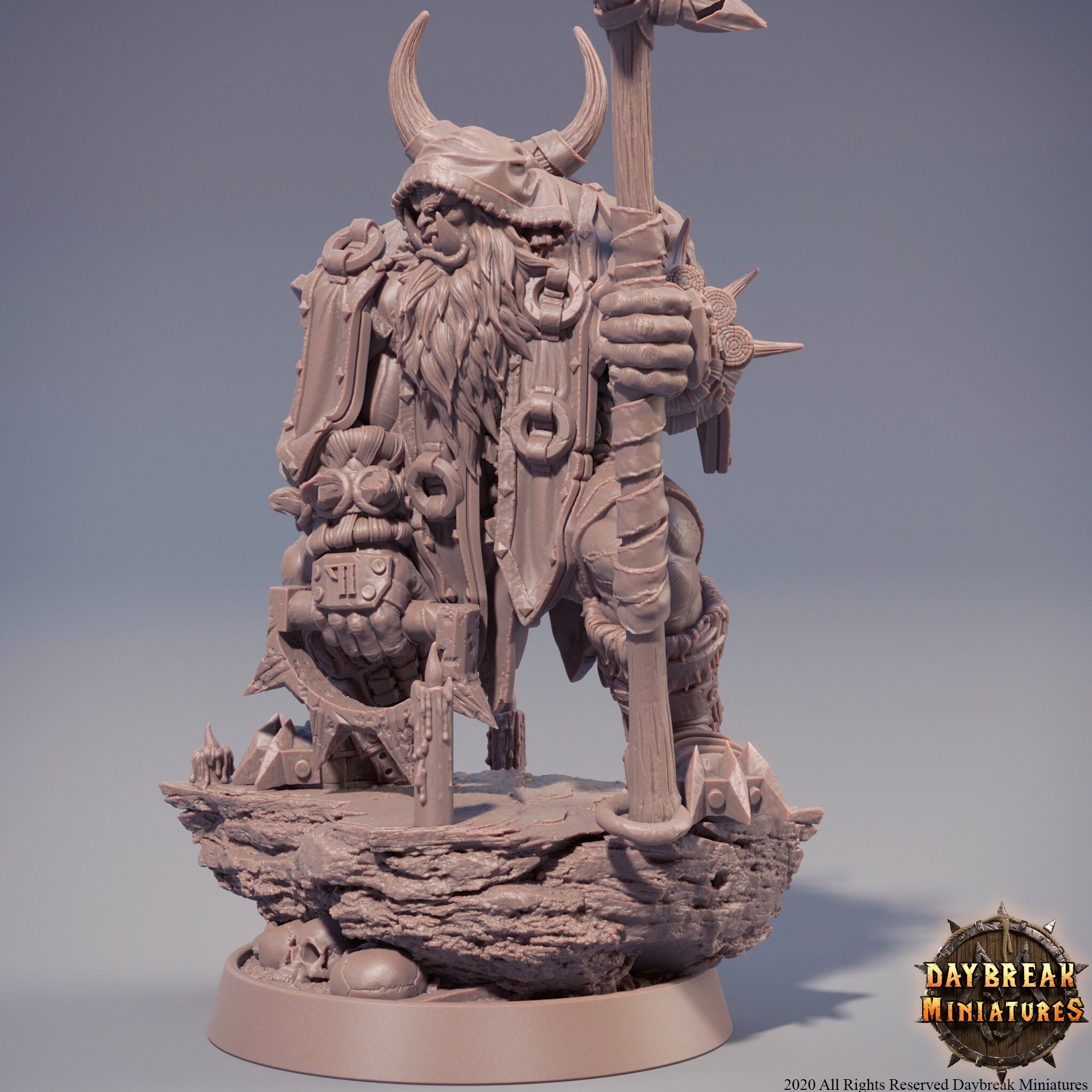 Figurine Orque Chaman 32 Mm Non Peinte - Pour Donjons & Dragons, Pathfinder - Peinture DIY