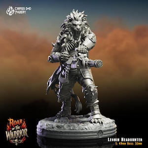 Leonin Headhunter - Tabletop DnD DSA and RPG Miniature - Resin Figure with Base - Roar of the Warrior - Crippled God Foundry