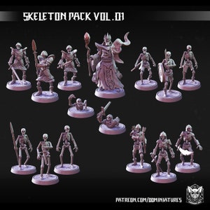 Skeleton Army - Undead Horde with 15 Resin Miniatures - Tabletop DnD DSA and RPG Miniatures - Figures with Base - Dungeon Dog