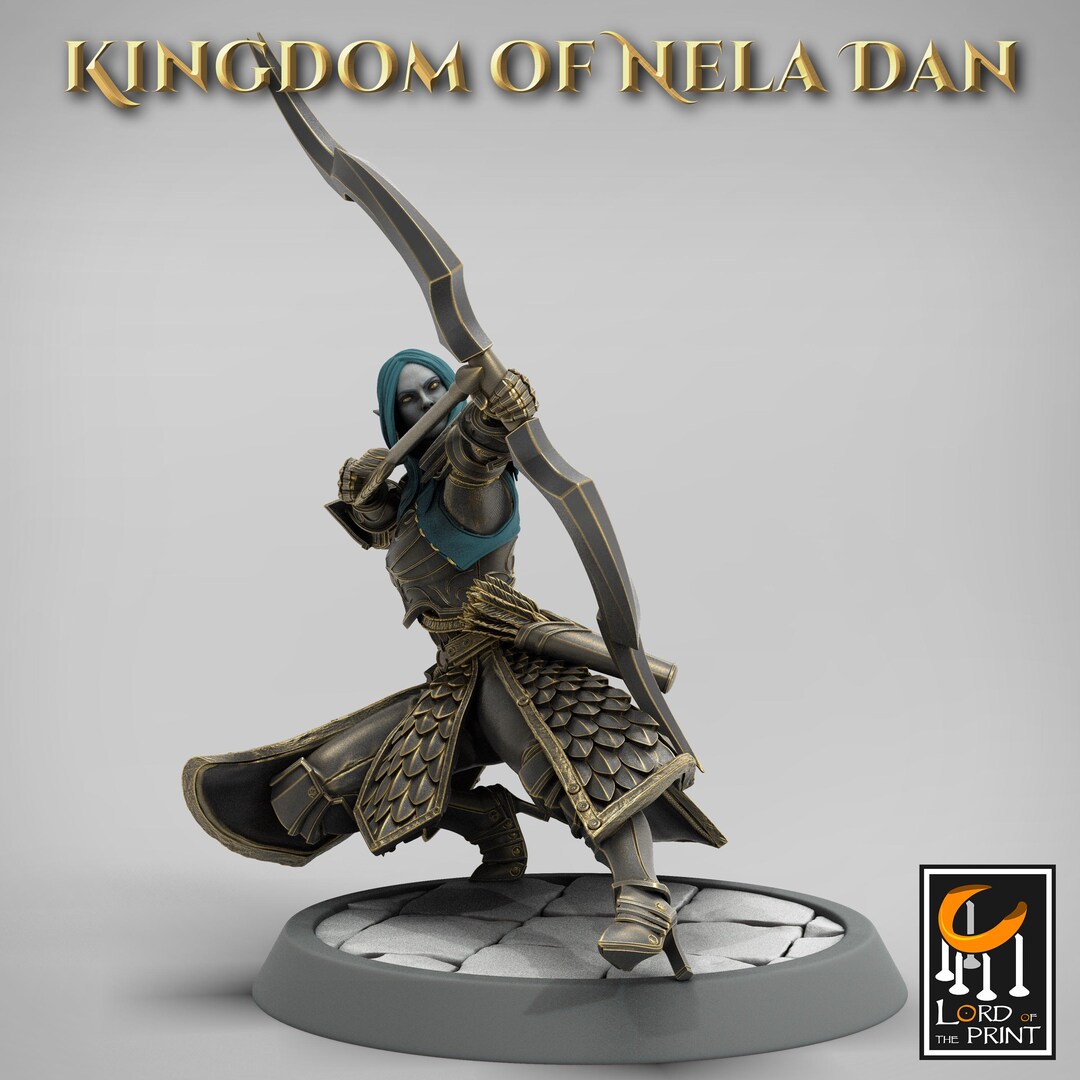 Elf- Archer Crouch - Miniature for Dnd, DSA, Pathfinder - 28 Mm, 32 Mm ...
