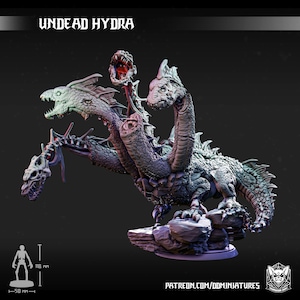 Undead Hydra - 5-Headed Zombie Hydra Resin Miniature - Tabletop DnD DSA and RPG Miniature - Figure with Base - Dungeon Dog