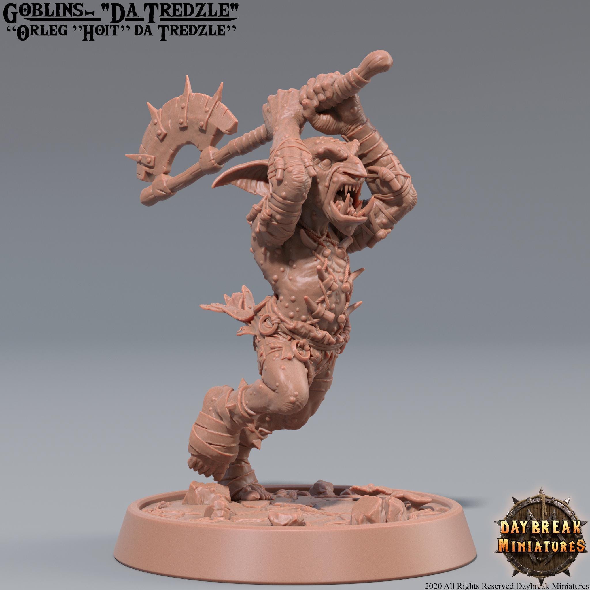 Orleg ”hoit” Da Tredzle – Goblin Barbarian Miniature for Dnd, DSA
