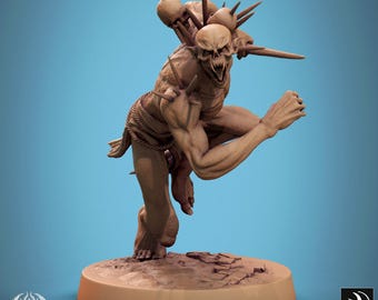 Savage Ghoul Attack Ready - Miniatura per DnD, DSA, Pathfinder - 28 mm, 32 mm, Figura in resina con base - Rescale Miniatures - Broken Blood