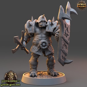 Orc Harrer Gruntz - Tabletop DnD Miniature - 28 mm, 32 mm with matching base - Zeithammer’s Green Brigade- Daybreak Miniatures