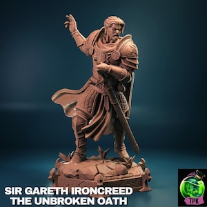 Sir Gareth Irooncreed - Miniatura para D&D, DSA, Pathfinder, RPG de Mesa - Cavaleiro, Espada - TPK Lab