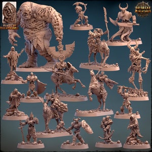 The Unliving Horde of Dreadmarsh - COMPLETE PACK - 16 Skeleton Tabletop DnD Miniatures - 28 mm, 32 mm, 54 mm with base- Daybreak Miniatures