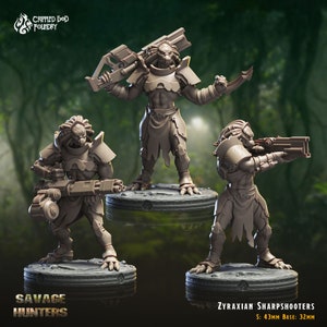 Zyraxian Sharpshooters - Predator Miniature for DnD, DSA, Pathfinder - 28 mm, 32 mm, Figure with Base - Savage Hunters- Crippled God Foundry
