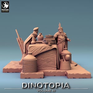Dinotopia Haggle Scene - Miniatur für DnD, DSA, Pathfinder - 28mm, 32mm, Resin-Figur mit Base von Rescale Miniatures - Dinotopia III