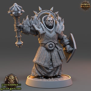 Orc Tomor Fleischbrand - Tabletop DnD Miniature - 28 mm, 32 mm with matching base - Zeithammer’s Green Brigade- Daybreak Miniatures