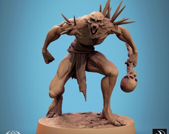 Savage Ghoul Angry - Miniatura per DnD, DSA, Pathfinder - 28 mm, 32 mm, Figura in resina con base - Miniature in scala - Broken Blood