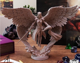 Solar-Female - Miniature for DnD, DSA, Pathfinder, RPG Tabletop Figure - Wings, Fly, Sword - Dungeon Dog