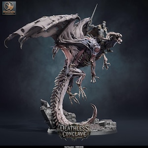 Red Dracolich Cry Miniature – Undead Dragon, Necromantic Boss, Skeletal Dragon – Deathless Conclave – Rescale Miniatures – D&D DnD RPG