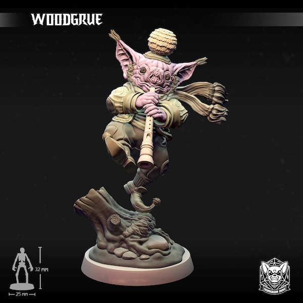 Woodgrue - Miniatura de resina - Miniatura de mesa para D&D DSA y RPG - Figura de 28 mm, 32 mm, 36 mm con peana - Dungeon Dog