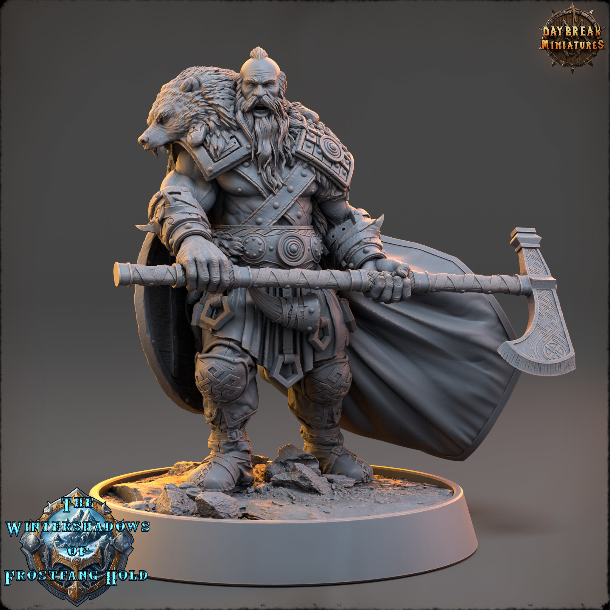 Bjorn el Conquistador - Miniatura de bárbaro humano vikingo para DnD, DSA, Pathfinder y juegos de rol de mesa - Sombras Invernales del Fuerte Colmillo Helado