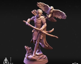 Half-Elf Ranger - Resin Miniature - Tabletop DnD DSA and RPG Miniature - 28 mm, 32 mm, 36 mm Figure with Base - Dungeon Dog