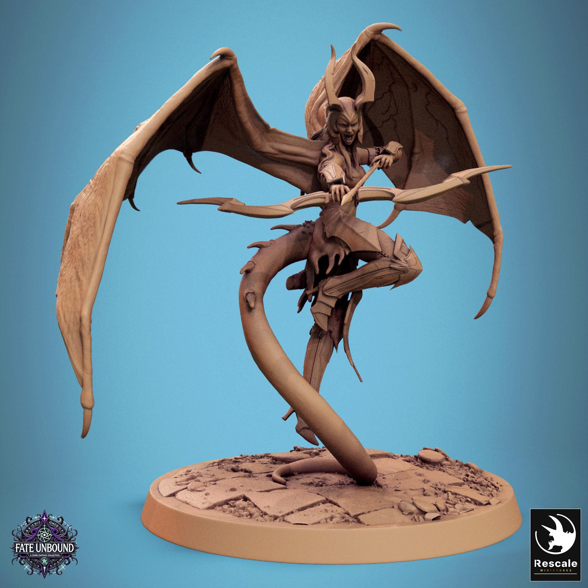 Female Cambion Shoot Back - Miniature for DnD, DSA, Pathfinder, RPG Tabletop Figure - Bow - Fate Unbound - Rescale Miniatures