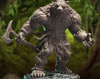 Vardelf the Shapeshifter, Werebear - Miniature for DnD, DSA, Pathfinder - Figure with Base - Druidic Circle - Crippled God Foundry