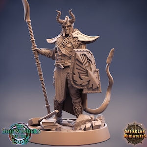 Damien Deadlygate - Tabletop DnD Miniatures - 28 mm, 32 mm with matching base - Tiefling - The Sidewinders of the Loop - Daybreak Miniatures