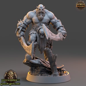 Orc Grozler Hang - Tabletop DnD Miniature - 28 mm, 32 mm with matching base - Zeithammer’s Green Brigade- Daybreak Miniatures