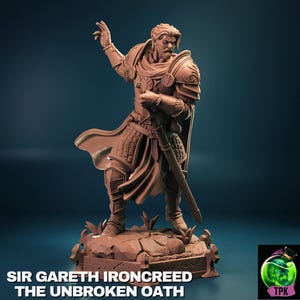 Sir Gareth Irooncreed - Miniatuur voor DnD, DSA, Pathfinder, RPG Tafelfiguur - Ridder, Zwaard - TPK Lab